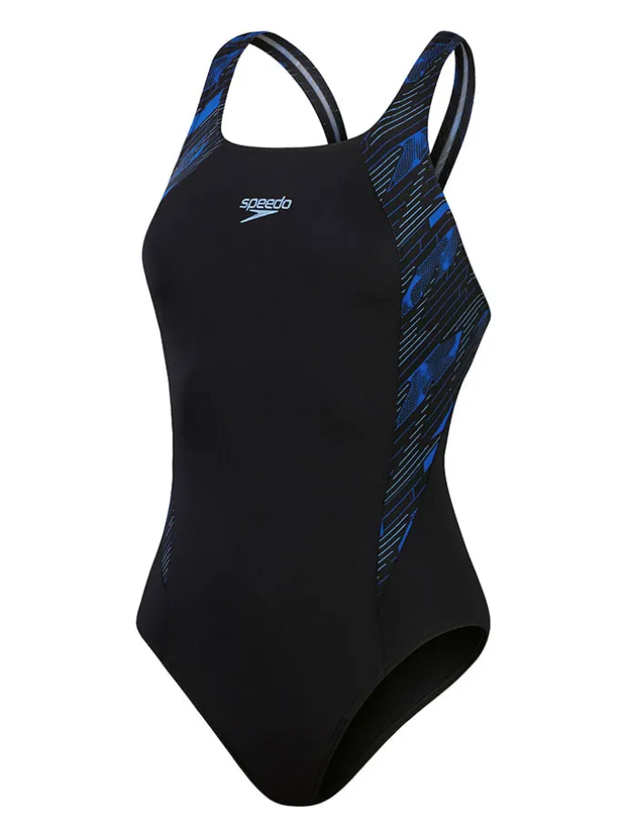 Badeanzug "Eco+ H-Bloom" in Schwarz/ Blau
