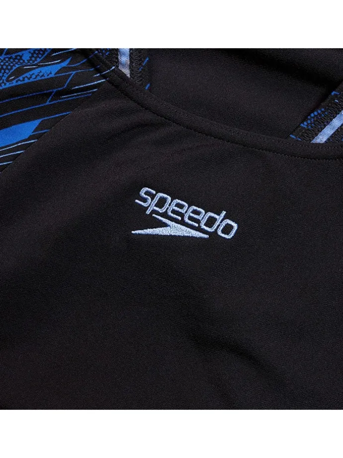 Badeanzug "Eco+ H-Bloom" in Schwarz/ Blau