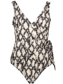 Badeanzug in Creme/ Schwarz