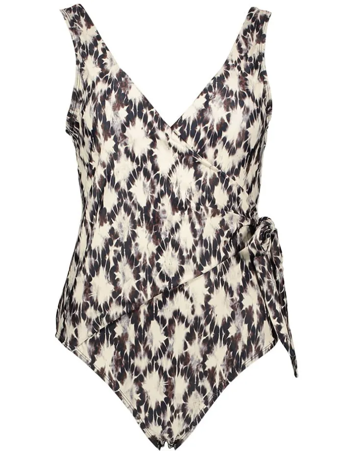 Badeanzug in Creme/ Schwarz