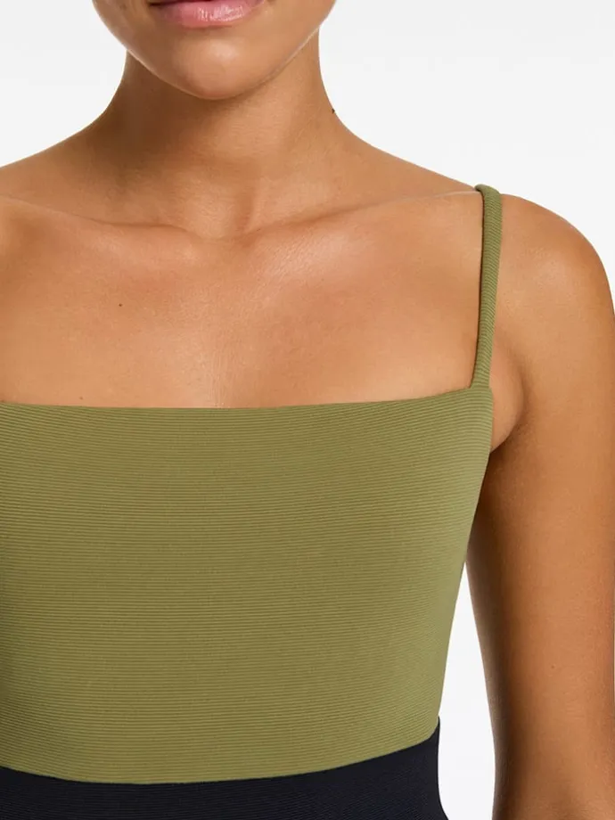 Badeanzug in Khaki/ Schwarz