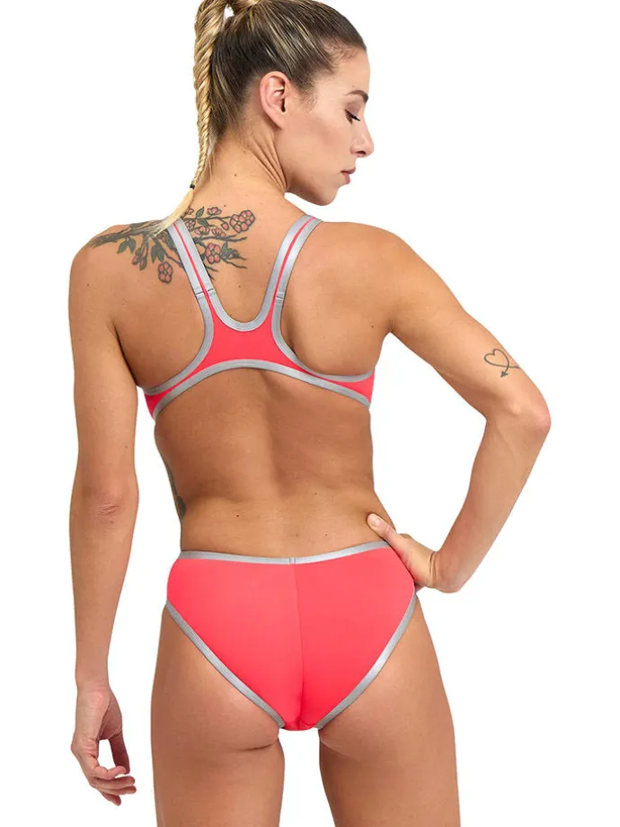 Badeanzug in Pink/ Silber