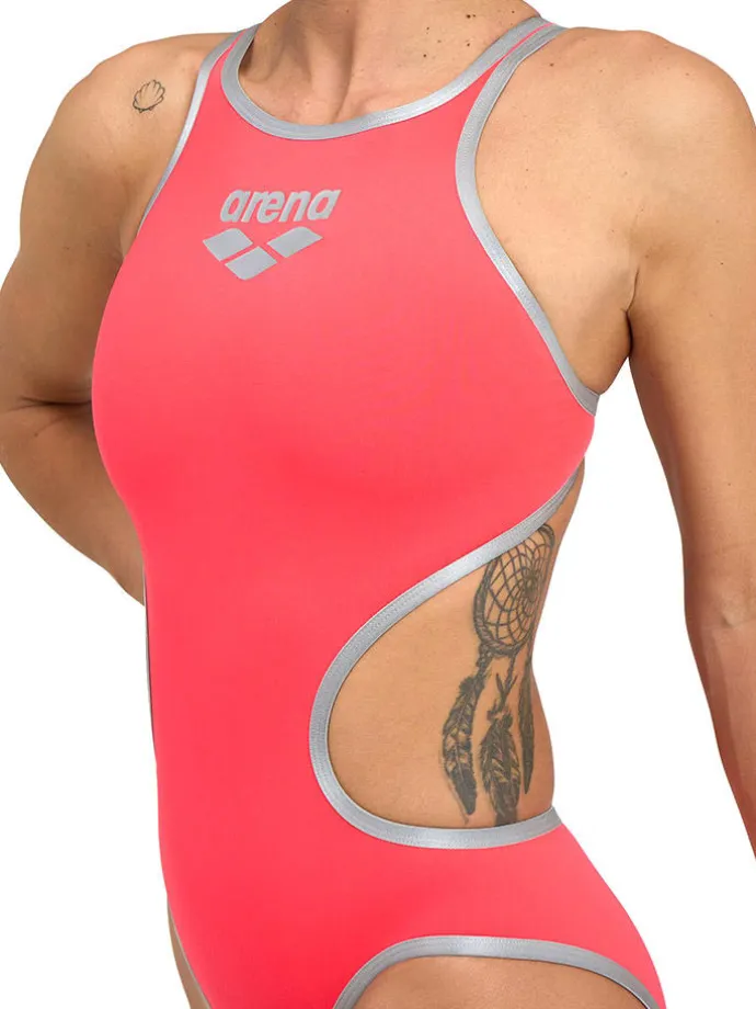 Badeanzug in Pink/ Silber