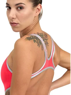 Badeanzug in Pink/ Silber