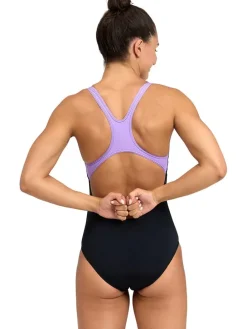 Badeanzug in Schwarz/ Lila