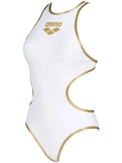 Badeanzug in Weiß/ Gold