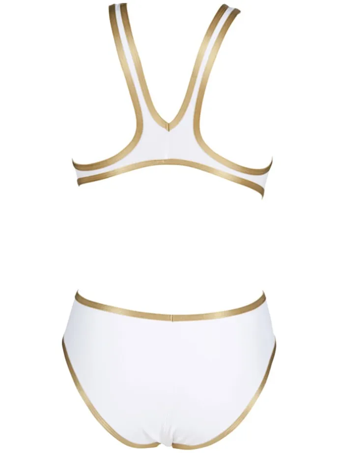 Badeanzug in Weiß/ Gold