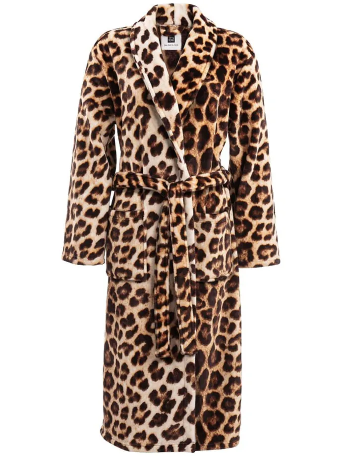 Bademantel "Leopard" in Beige/ Braun