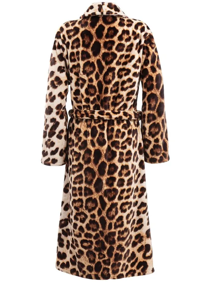 Bademantel "Leopard" in Beige/ Braun