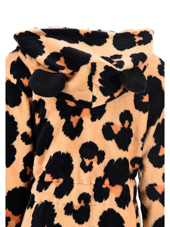 Bademantel "Minnie" in Beige/ Schwarz