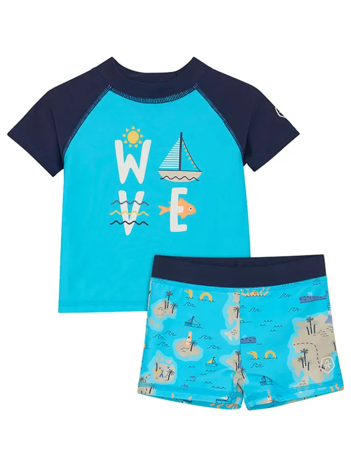 Badeoutfit in Blau/ Bunt