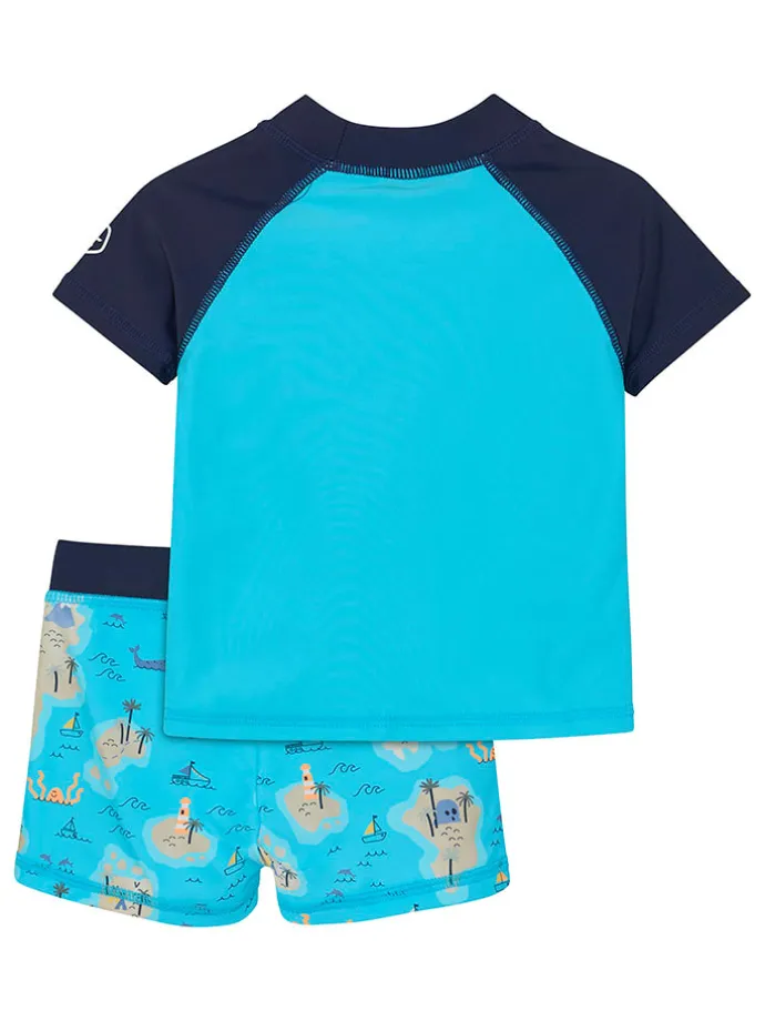 Badeoutfit in Blau/ Bunt