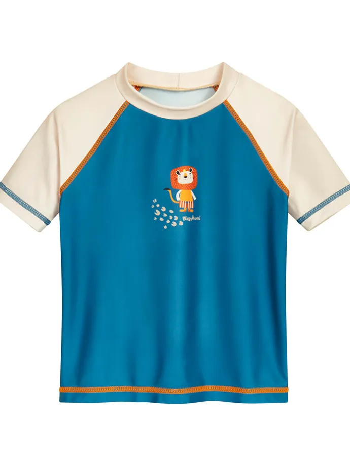 Badeshirt in Blau/ Creme