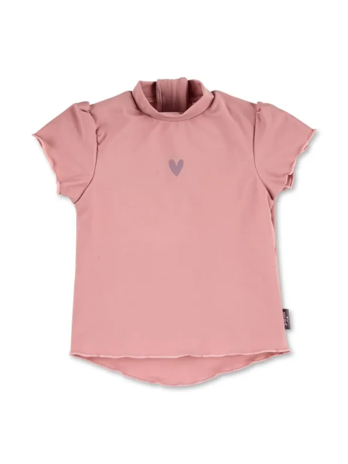 Badeshirt kurzarm Herz in zartrosa