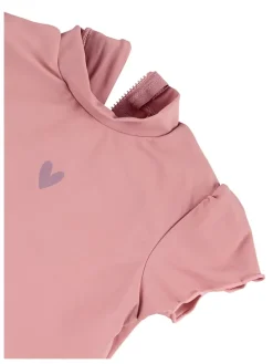 Badeshirt kurzarm Herz in zartrosa