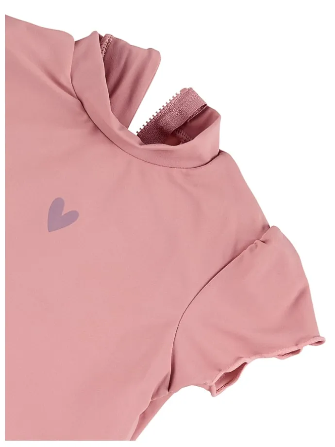 Badeshirt kurzarm Herz in zartrosa