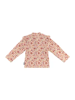 Badeshirt langarm Blumen in ecru