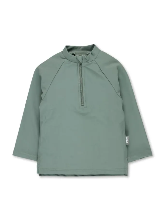 Badeshirt langarm uni in dunkelgrün