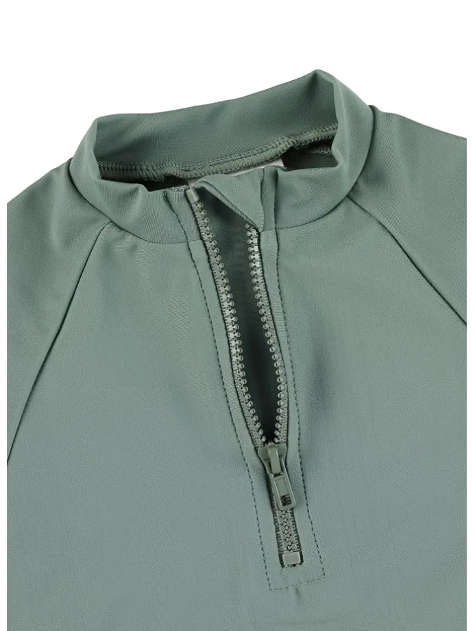 Badeshirt langarm uni in dunkelgrün