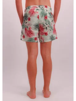 Badeshorts in Creme/ Grün/ Rot