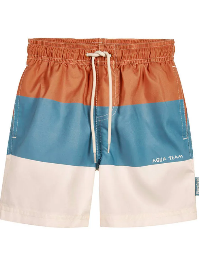 Badeshorts in Creme/ Orange/ Blau