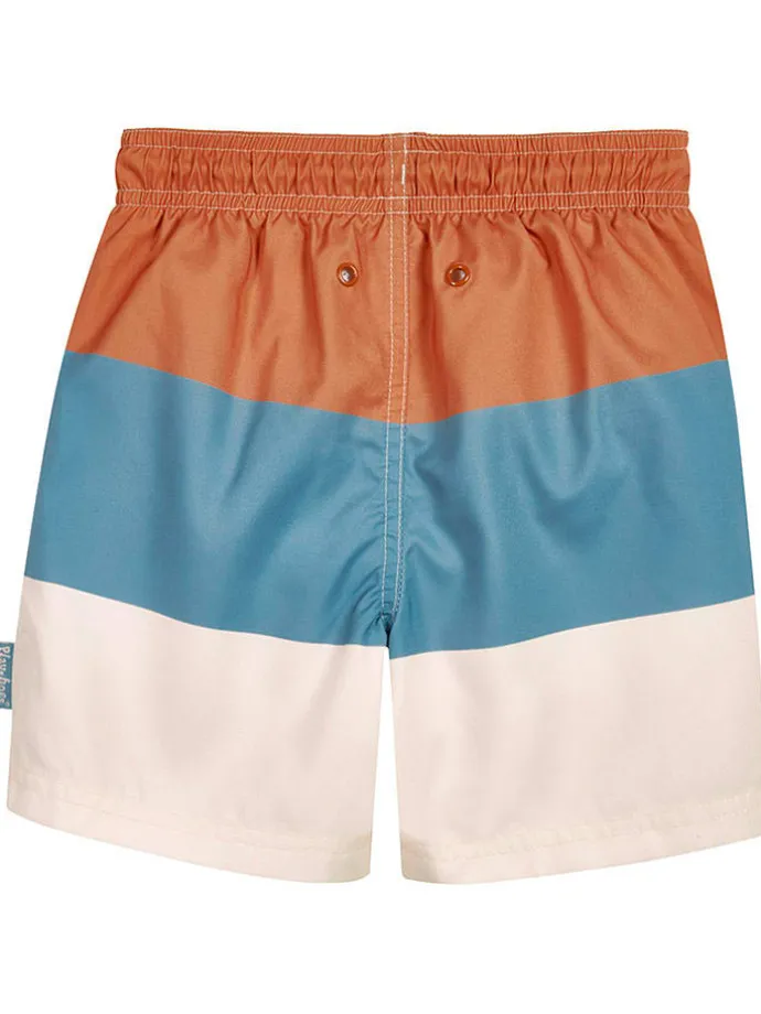 Badeshorts in Creme/ Orange/ Blau
