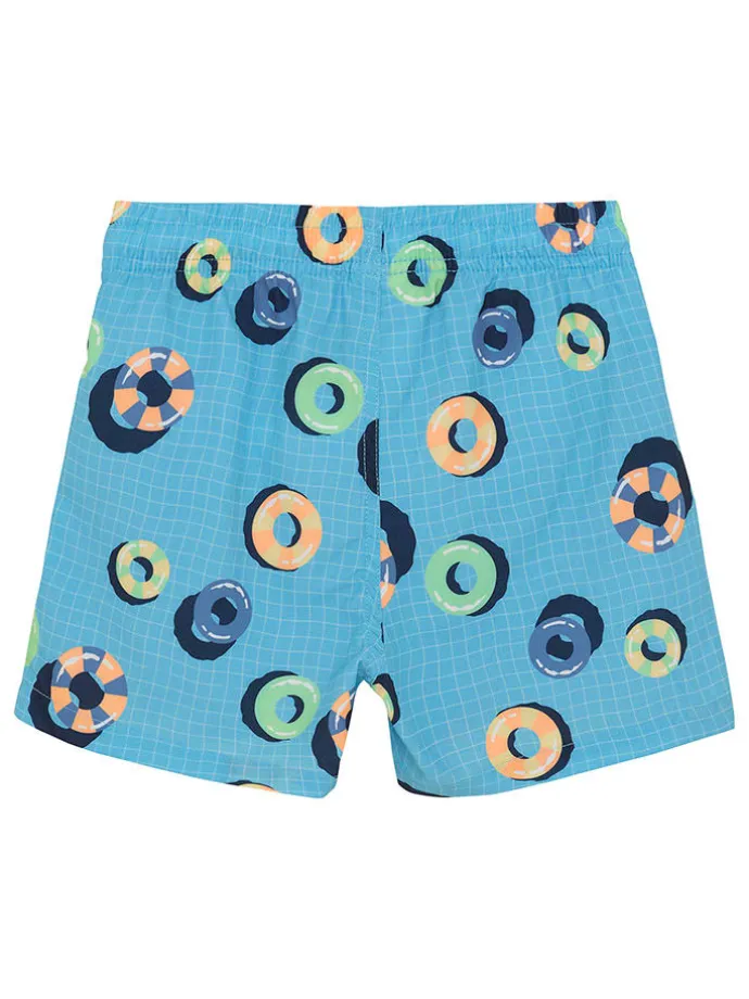 Badeshorts in Hellblau/ Bunt