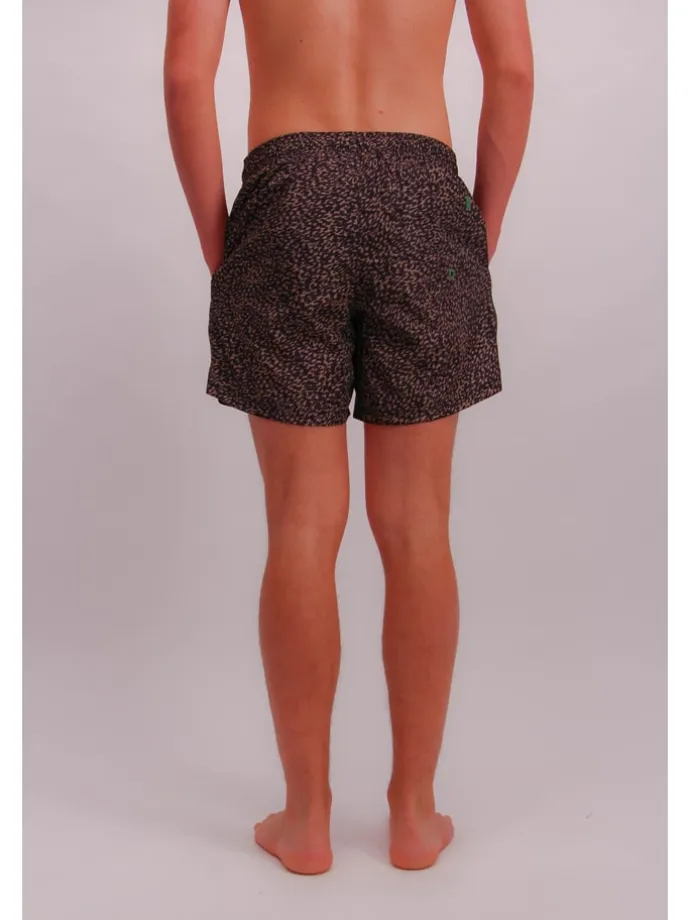 Badeshorts in Schwarz/ Beige