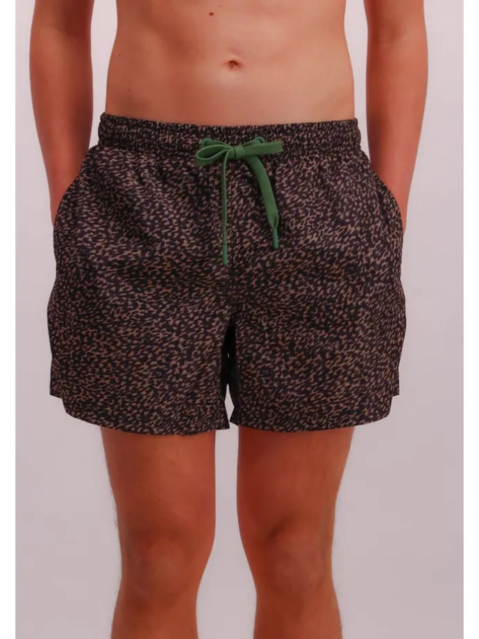 Badeshorts in Schwarz/ Beige