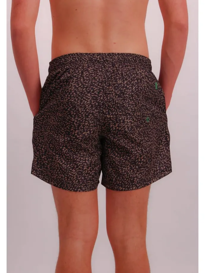 Badeshorts in Schwarz/ Beige