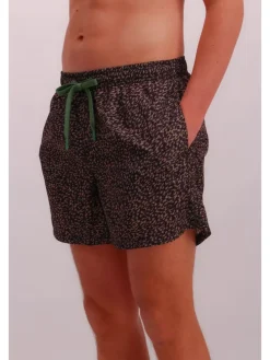 Badeshorts in Schwarz/ Beige