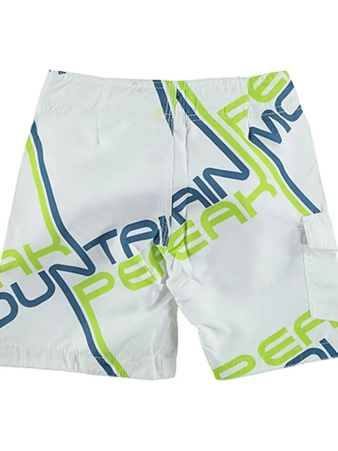 Badeshorts in Weiß/ Hellgrün/ Petrol