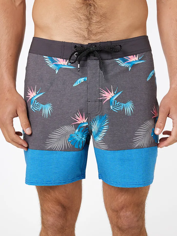Badeshorts "Mirage Retro Equator" in Anthrazit/ Blau/ Rosa