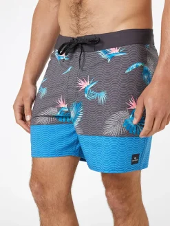 Badeshorts "Mirage Retro Equator" in Anthrazit/ Blau/ Rosa