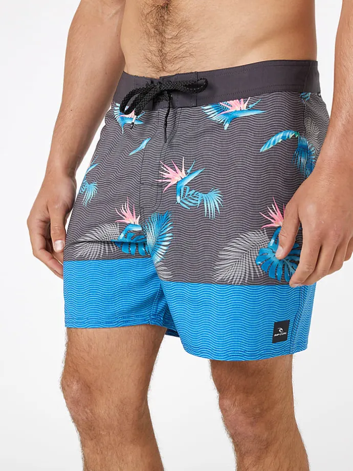 Badeshorts "Mirage Retro Equator" in Anthrazit/ Blau/ Rosa
