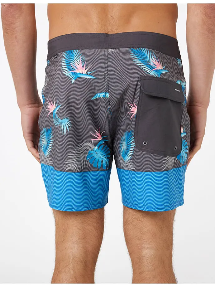 Badeshorts "Mirage Retro Equator" in Anthrazit/ Blau/ Rosa