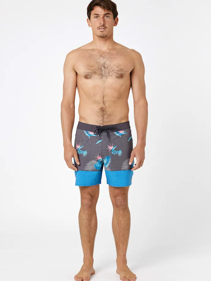 Badeshorts "Mirage Retro Equator" in Anthrazit/ Blau/ Rosa