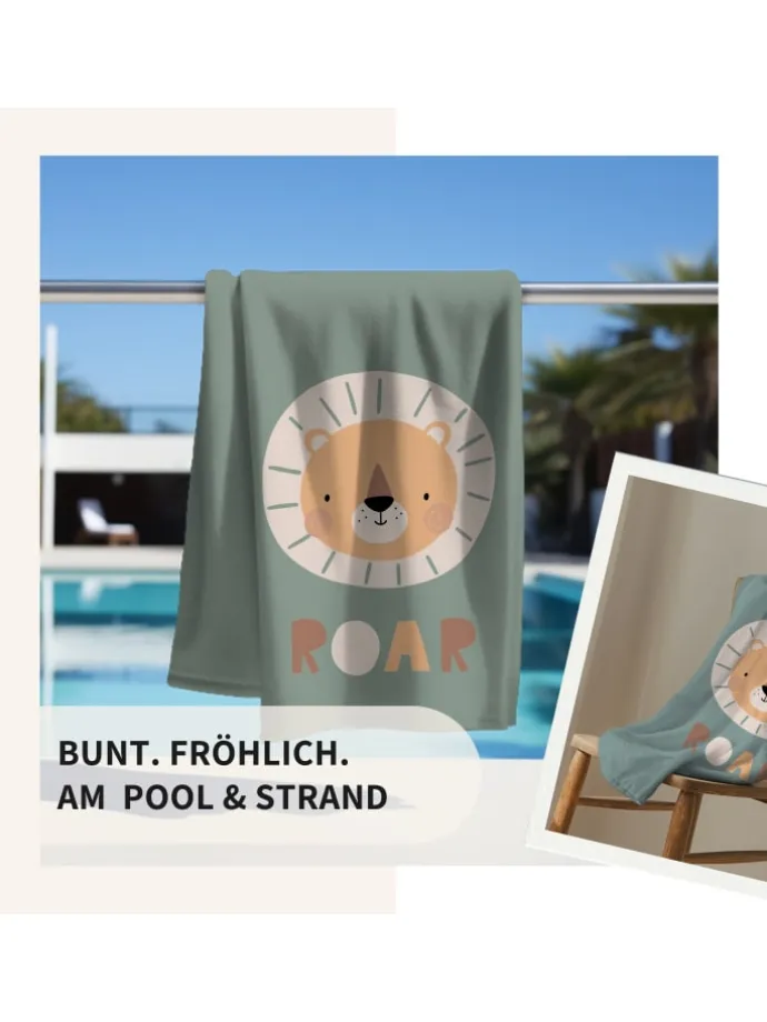 Badetuch / Strandtuch "Löwe" 70x140 cm in Grün