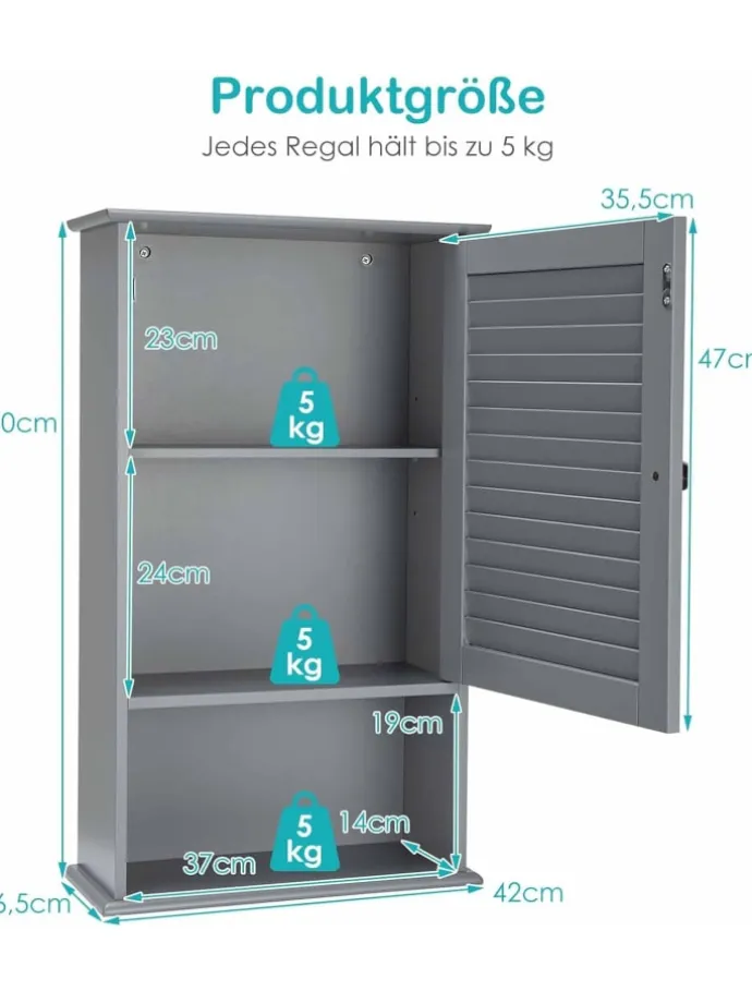 Badezimmerschrank hängend in Grau