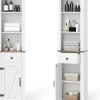 Badezimmerschrank schmal 40 x 24 x 173cm in Weiß