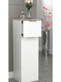 Badmöbel Midischrank Badschrank Schublade Donali in Weiß / Sonoma-Eiche