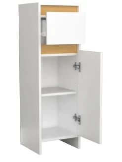 Badmöbel Midischrank Badschrank  Schublade Malira in Weiß / Honig-Eiche