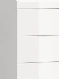 Badmidischrank in weiß/weiß hochglanz - (B) 74 x (H) 141 x (T) 31