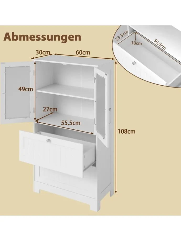 Badschrank Holz in Weiß