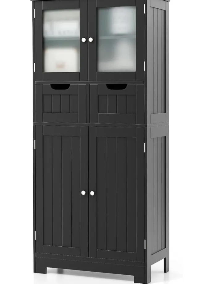 Badschrank mit 2 Schubladen in Schwarz