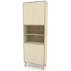 Badschrank MORENA mit 4 Türen und 2 offenen Fächern, Cashmere/Eiche