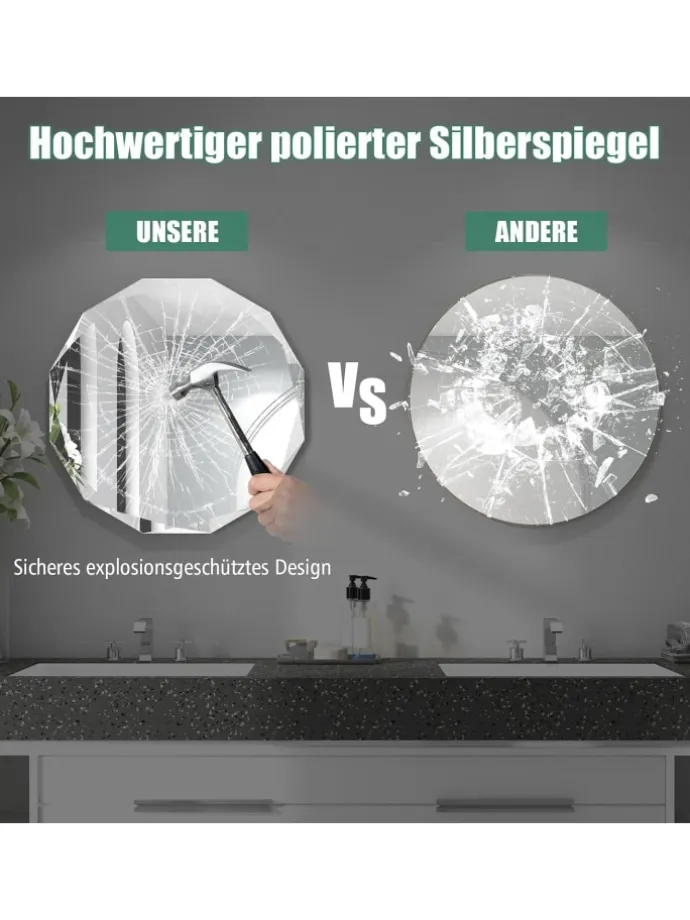 Badspiegel 76x76x5cm in Silber