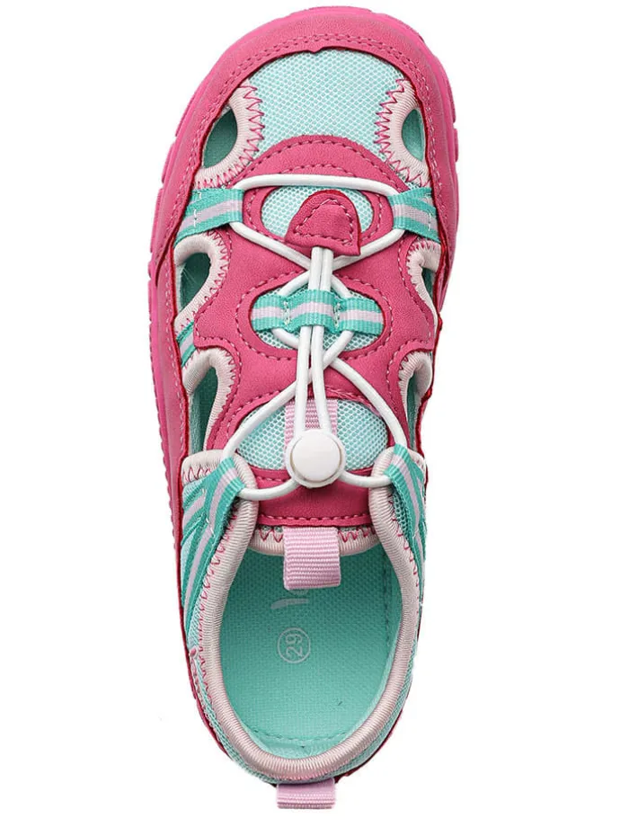 Barfuß-Halbsandalen in Pink/ Türkis