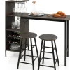 Bartisch mit Barhocker Set in Anthrazit