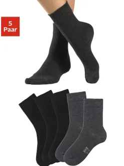 Basicsocken in 3x schwarz, 2x anthrazit meliert
